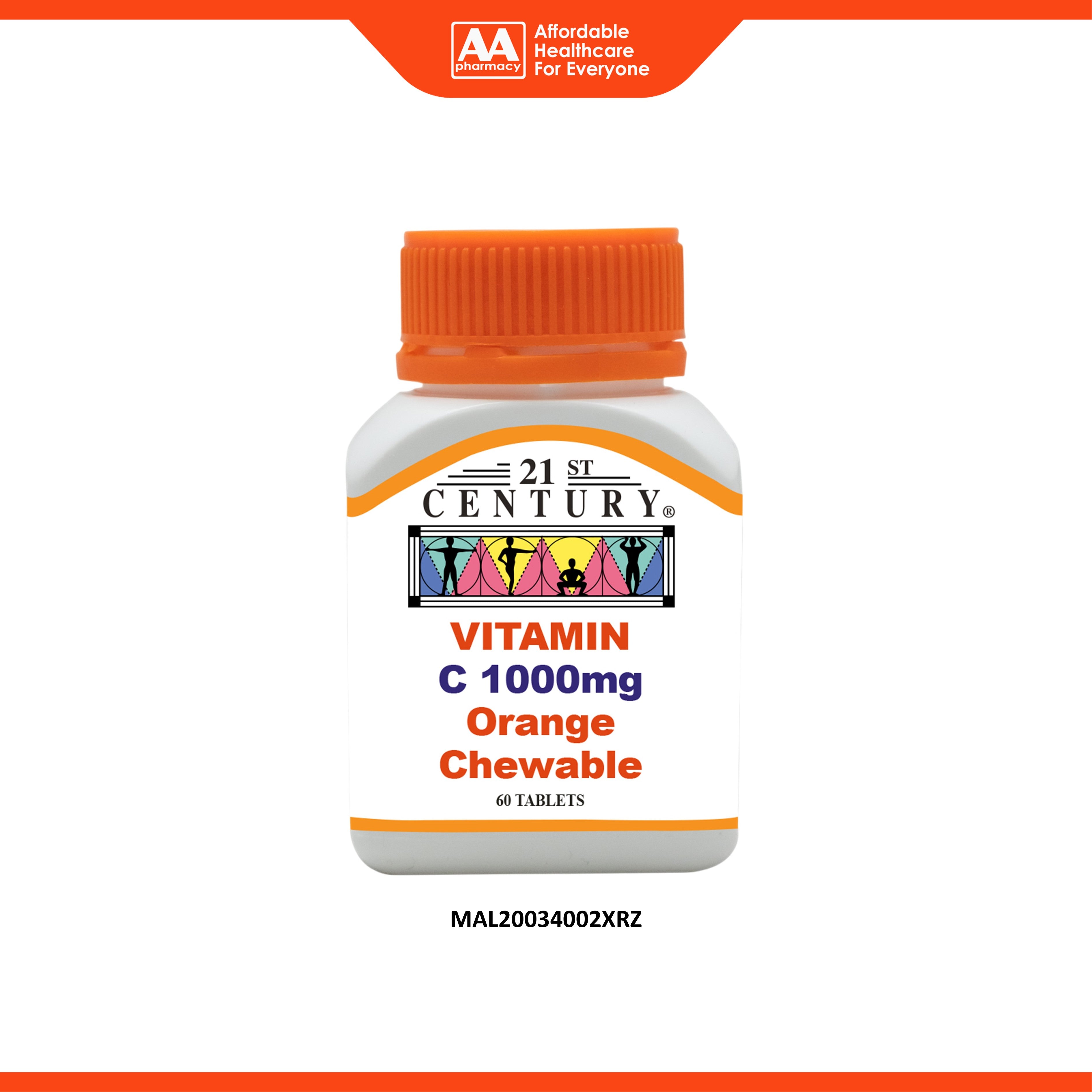 21st Century Vitamin C 1000mg Orange Chewable Tablet (60's)
