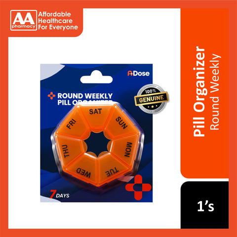 A-Dose Round Weekly Pill Organizer (7 Compartments) 1's