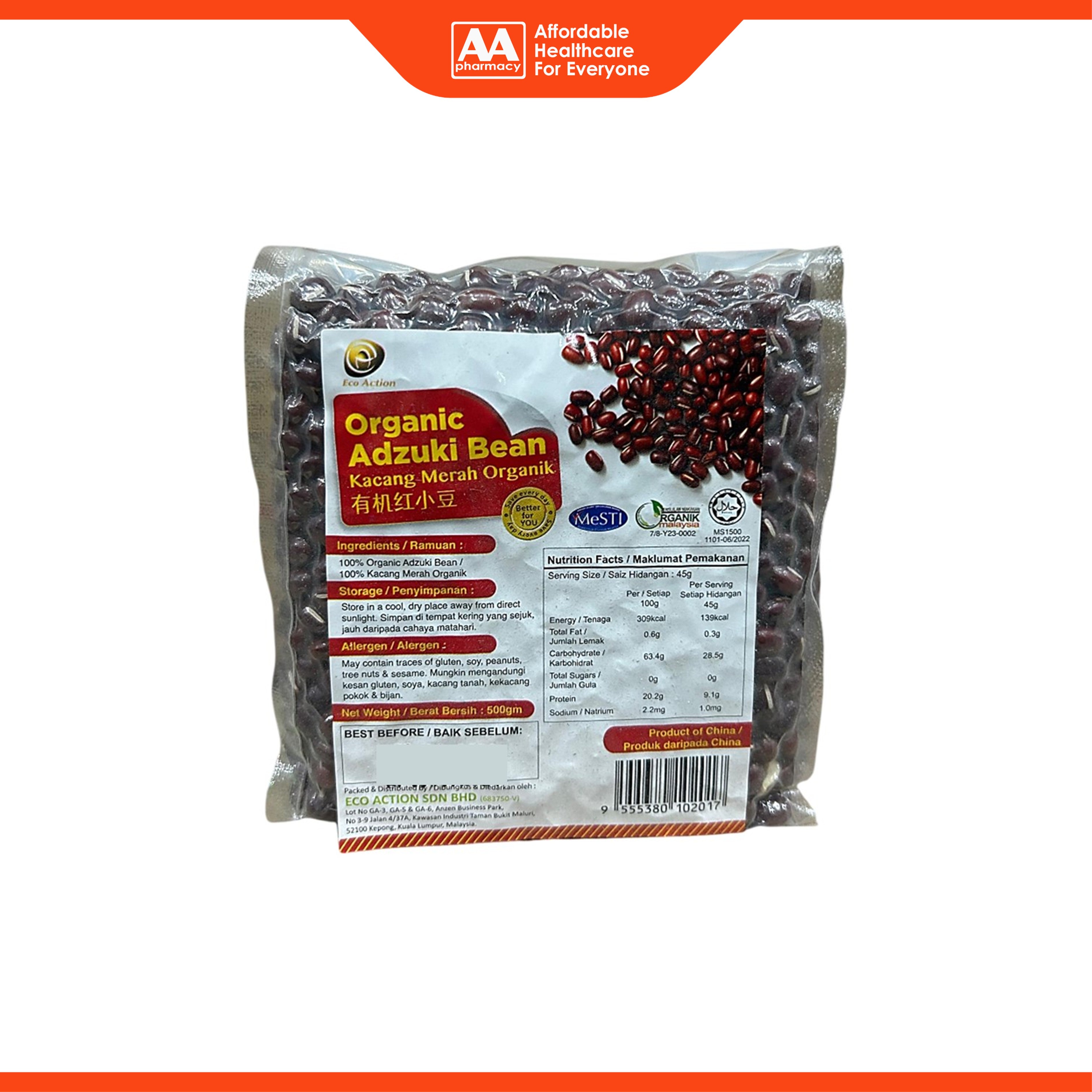 Eco Action Organic Adzuki Bean 500g