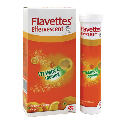 Flavettes Vitamin C 1000mg Effervescent Tablet 2x15's (Orange Flavour)