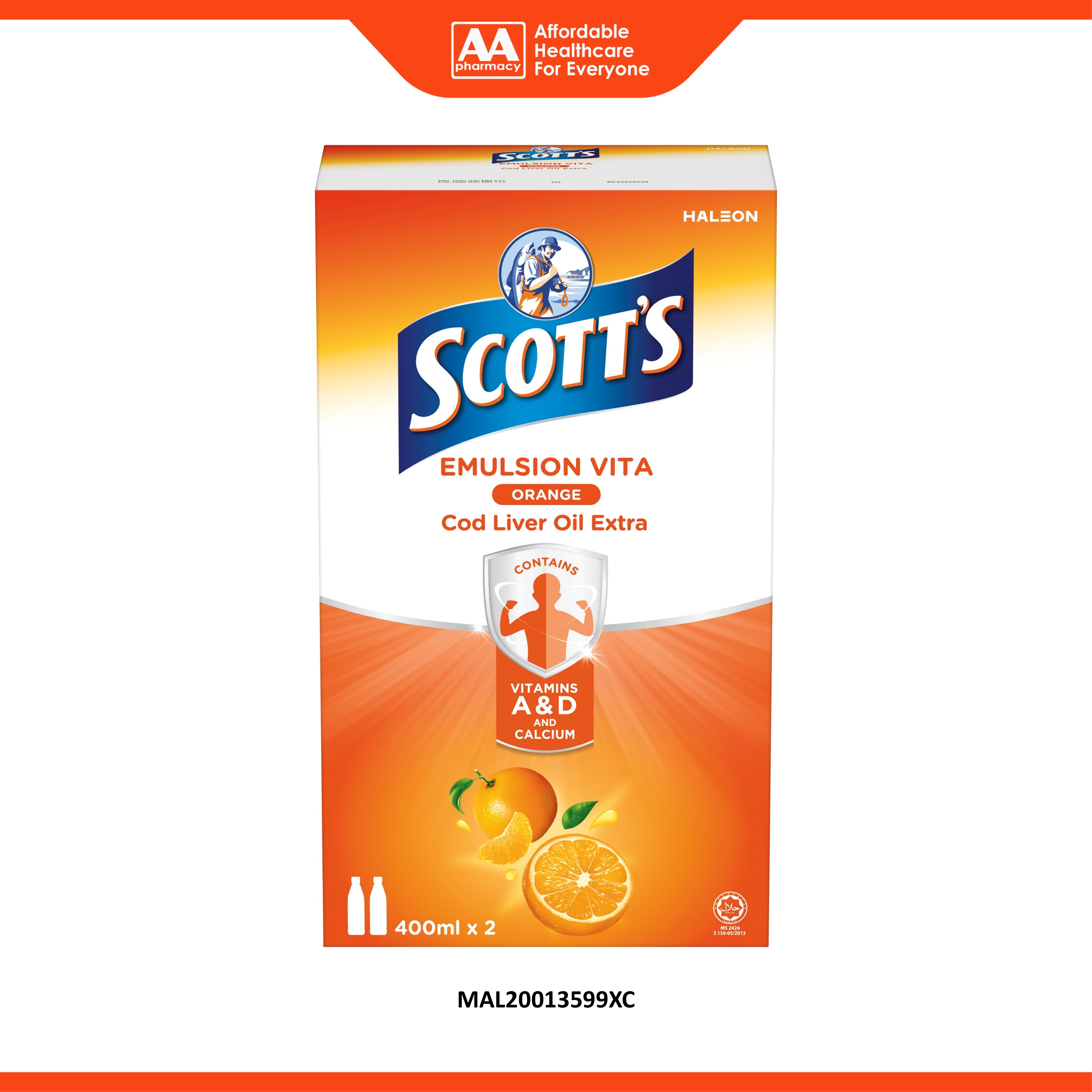 Scott's Cod Liver Oil Extra Emulsion Vita (Orange Flavour) 400mLx2's [Twinpack]