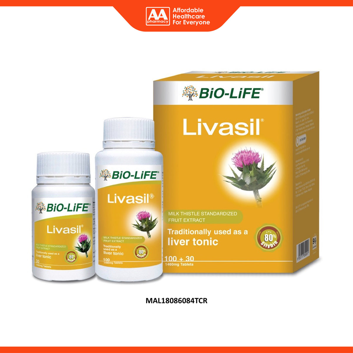 Bio-Life Livasil (Milk Thistle Standardized Fruit Extract) Tablet (100's + 30's)