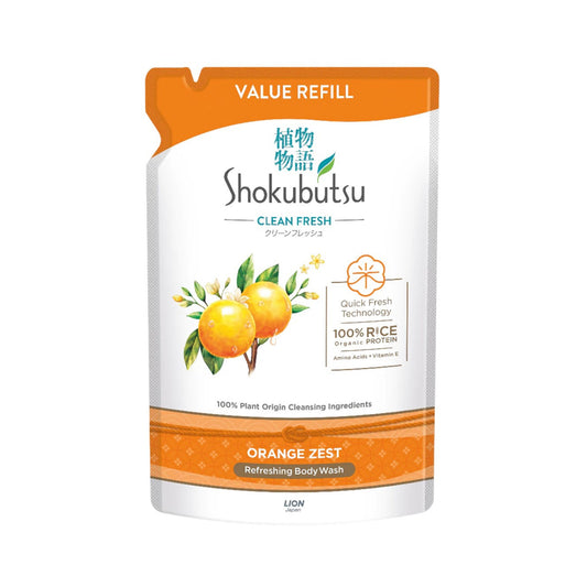 Shokubutsu Clean Fresh Refreshing Body Wash (Orange Zest) 800g (Refill Pack)