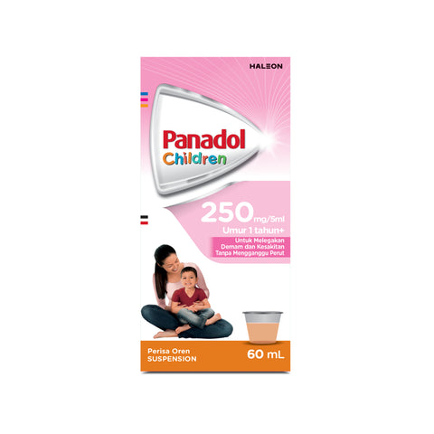 Panadol For Children Suspension 250mg/5mL (1-12 Years) 60mL (Orange Flavour)