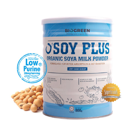 Biogreen O'Soy Plus Organic Soya Milk Powder (Low Cane Sugar) 800g