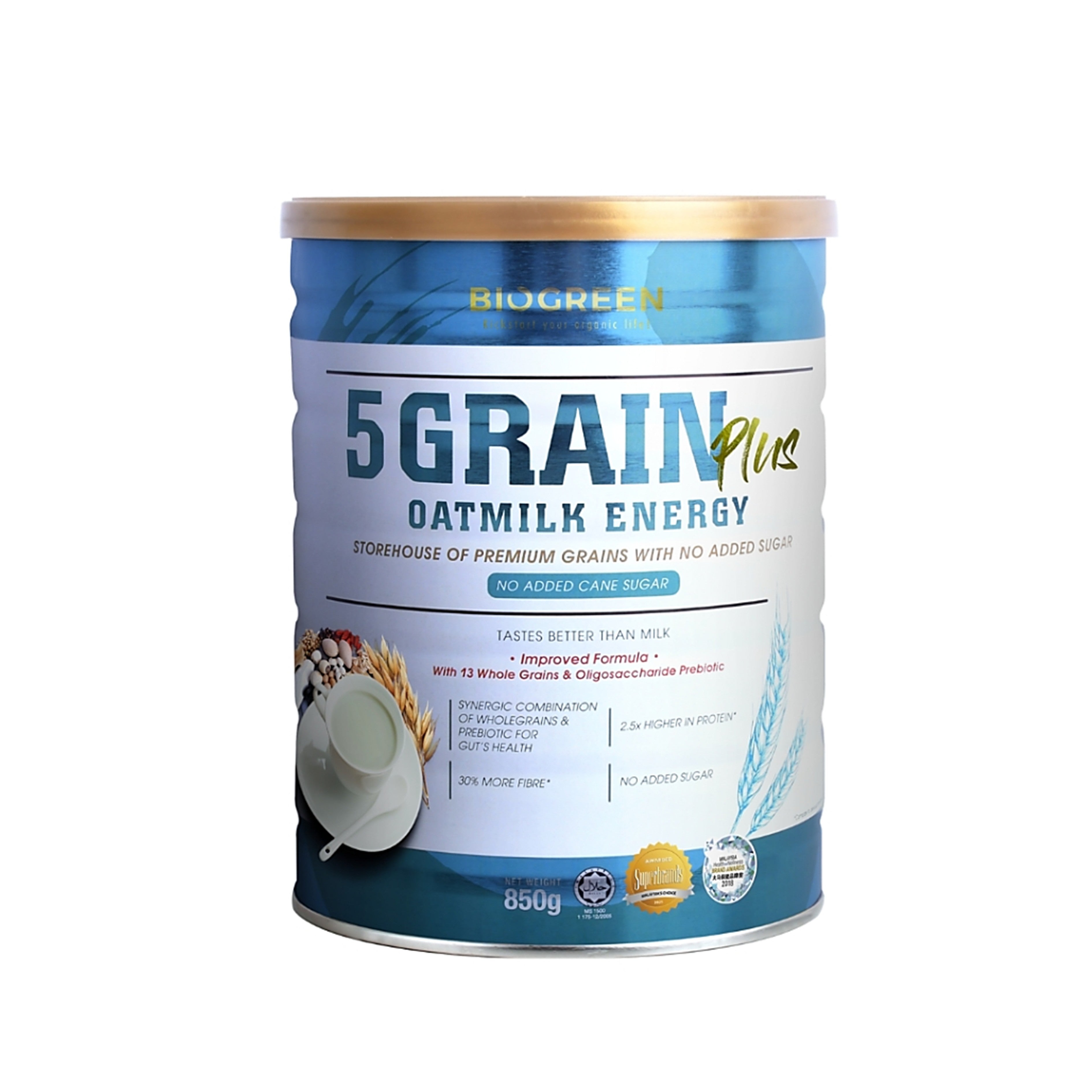 Biogreen 5 Grain Plus Oatmilk Energy (No Added Cane Sugar) 850g