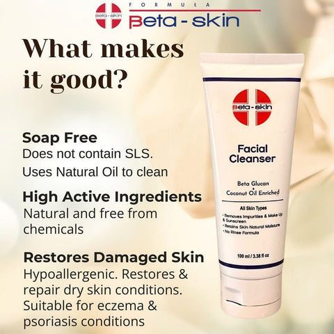 Beta-Skin Facial Cleanser (Beta Glucan + Coconut Oil Enriched) 100mL