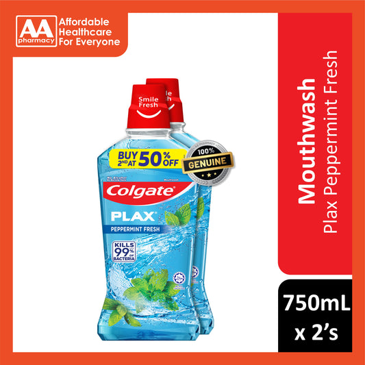 Colgate Plax (Peppermint Fresh) Mouthwash 750mLx2's [Twinpack]