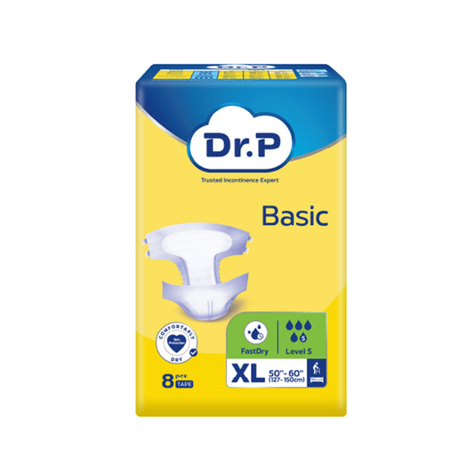 Dr. P Basic Adult Diapers Size XL 8's (127-150cm / 50-60 inches)