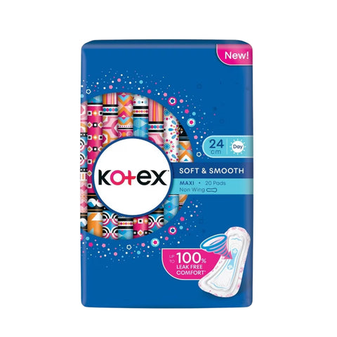 Kotex Pads (Soft and Smooth, Maxi Non-Wing, 24cm) 20's [Day Use]