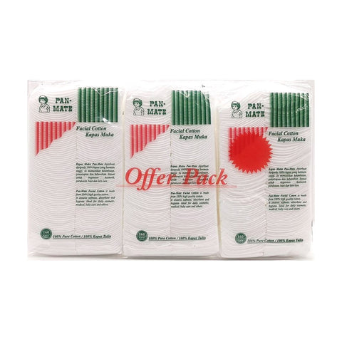 Pan-Mate Facial Cotton 3x160's [Value Pack]