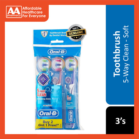 Oral-B Toothbrush (5-Way Clean, Soft) 2+1's