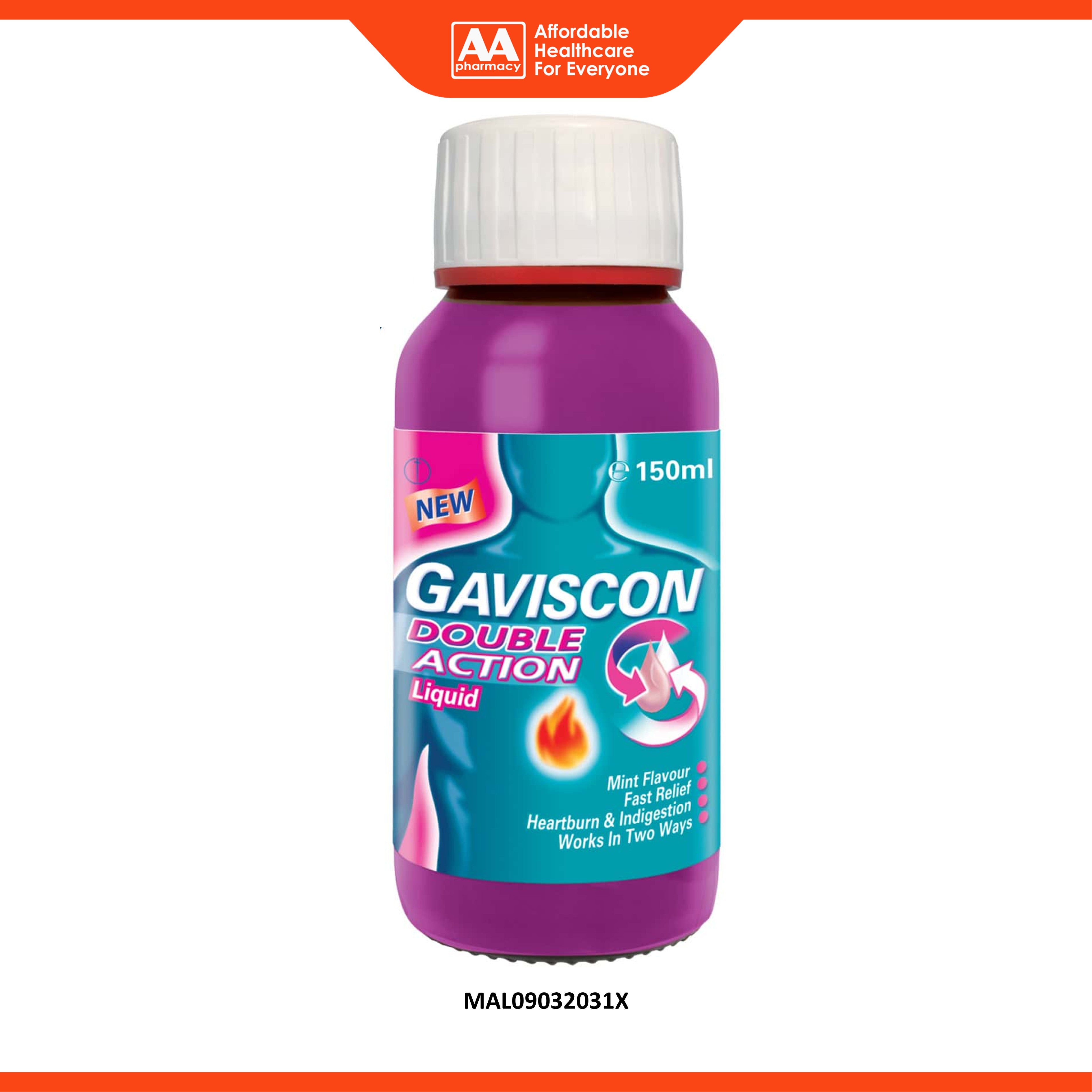 Gaviscon Double Action Liquid 150mL (Mint Flavour)