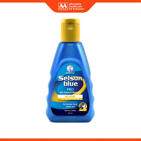 Selsun Blue PRO Anti-Dandruff Shampoo 120mL (Repairing with Argan Oil and Pro Vit B5)