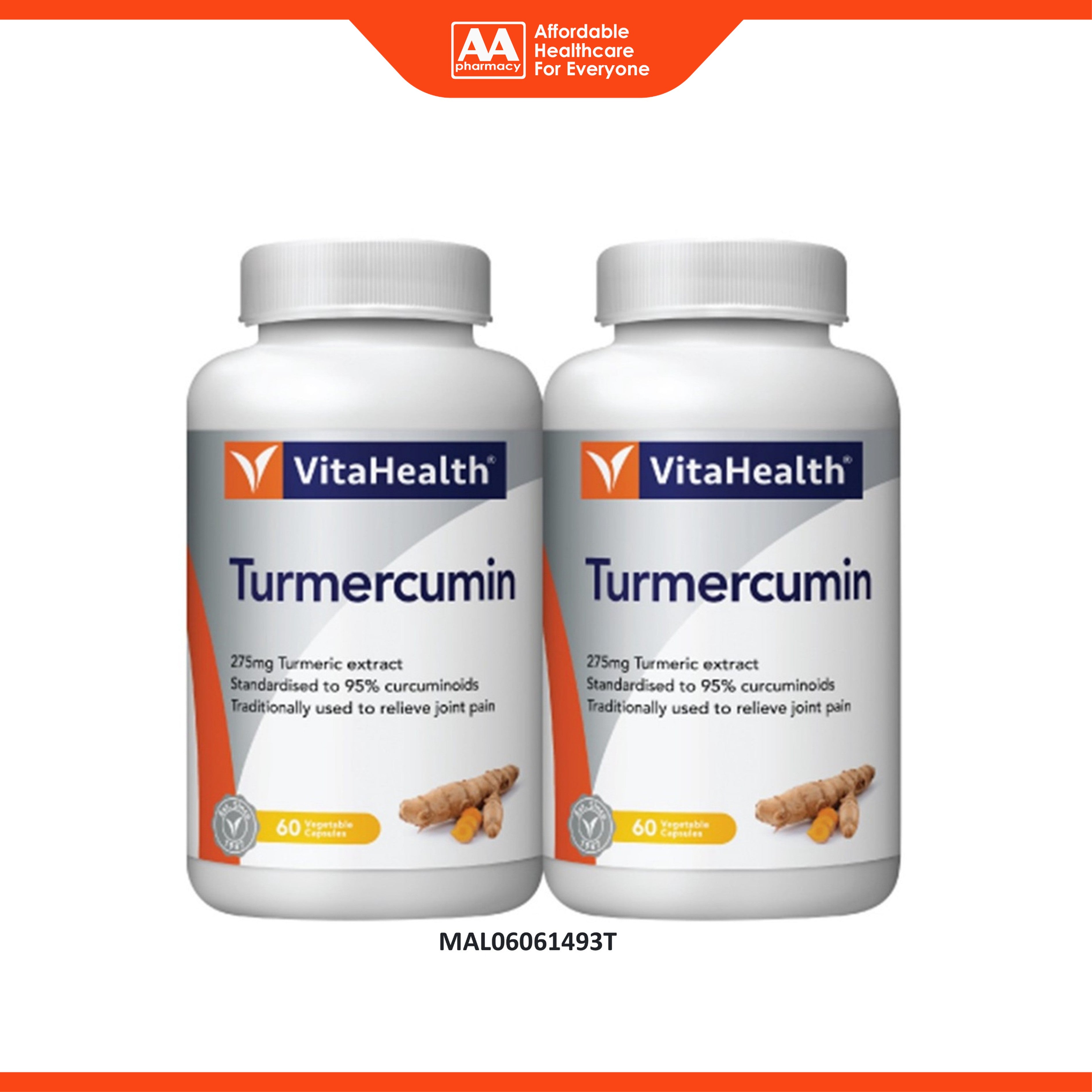 VitaHealth Turmercumin Vegetable Capsule 2x60's