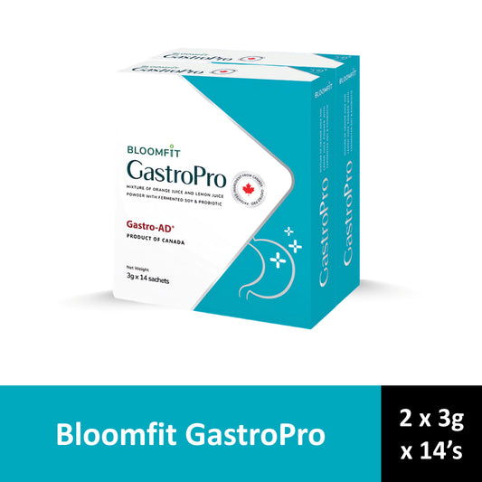 Bloomfit GastroPro (Mixture of Orange Juice and Lemon Juice Powder with Fermented Soy and Probiotic) Sachet 2x3gx14's