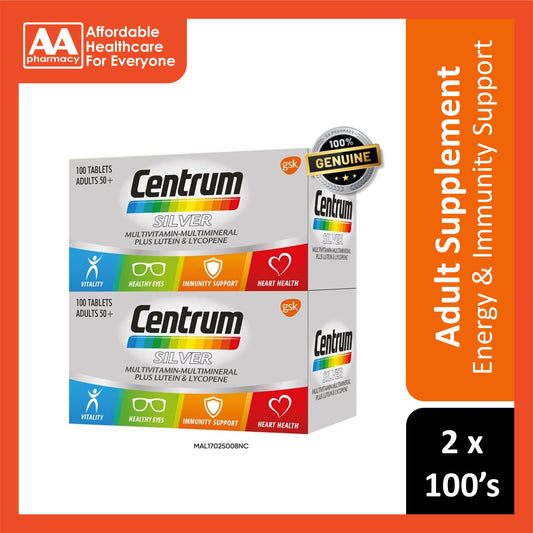 Centrum Silver Multivitamin-Multimineral Plus Lutein and Lycopene Tablet 2x100's [Twinpack]