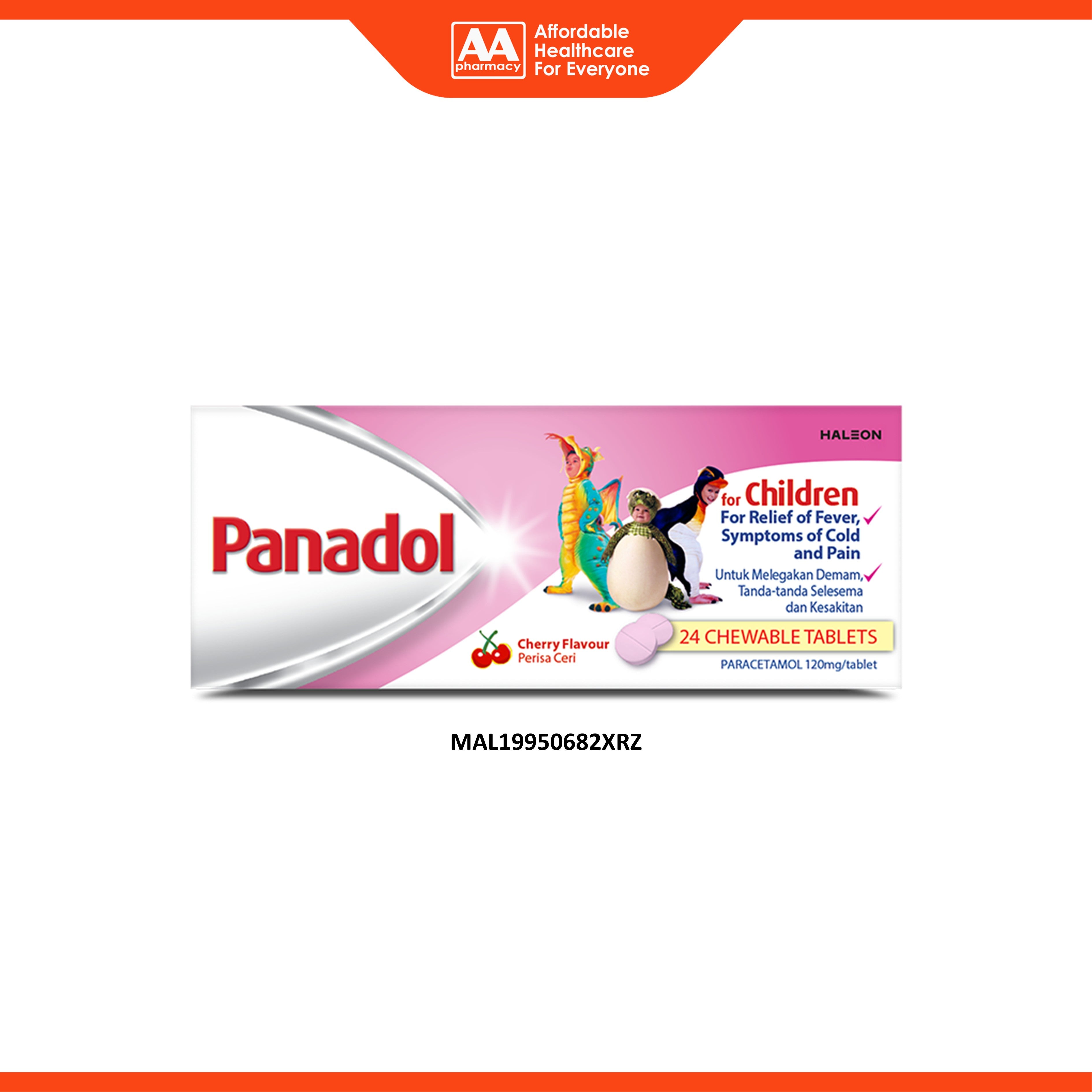 Panadol For Children 120mg Tablet 2x12's (Cherry Flavour)