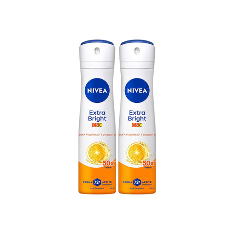 Nivea Extra Bright (C and E) 72H Anti-Perspirant Spray 150mLx2's [Twinpack]