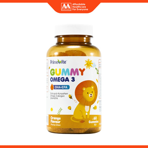 PrimeVite Kidz Gummies With DHA 60's (Orange Flavour)