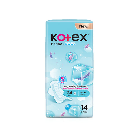 Kotex Pads (Herbal Cool, Maxi Wing, 24cm) 14's [Day Use]