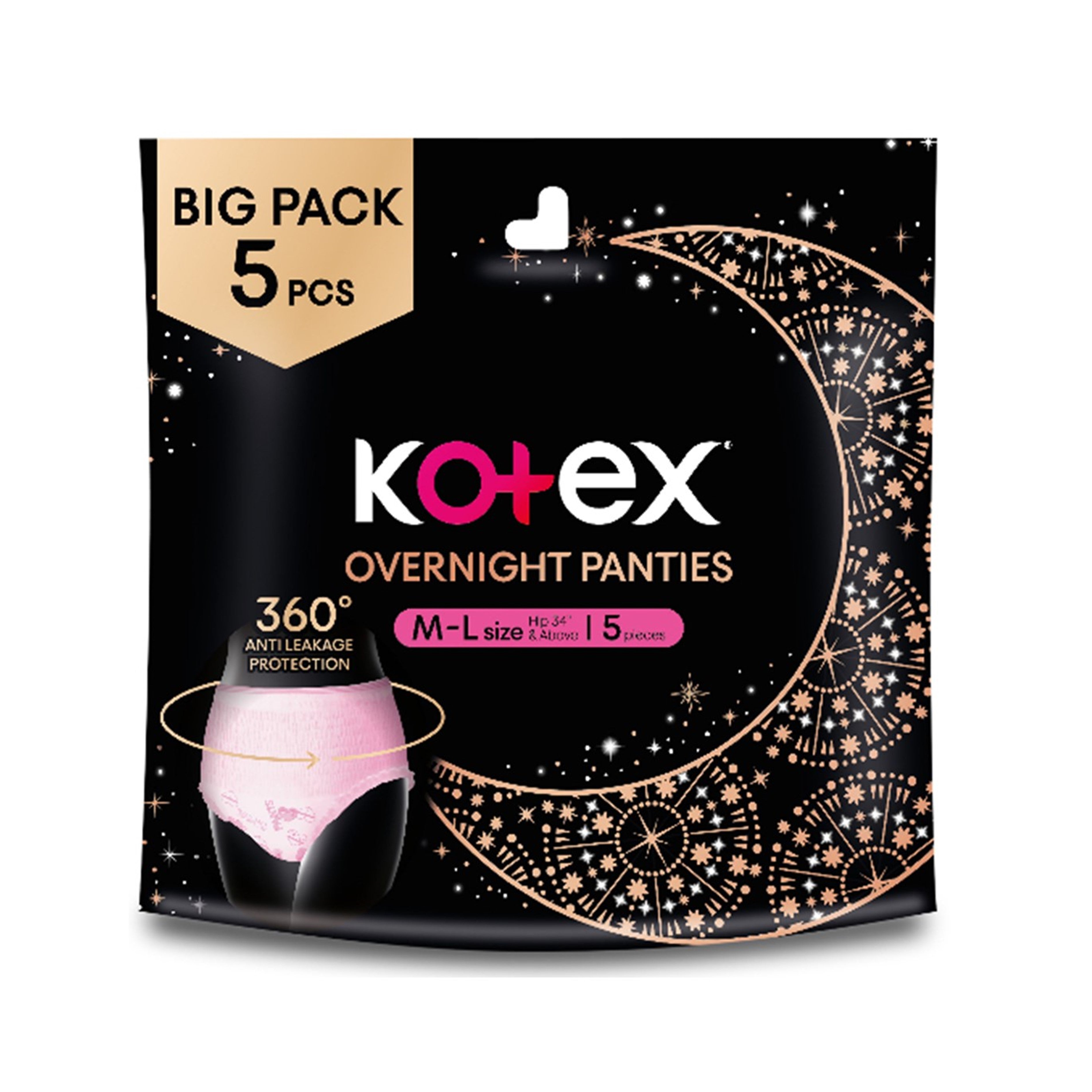 Kotex Overnight Panties (Size M-L, Hip 34-41 inches) 5's [Big Pack]