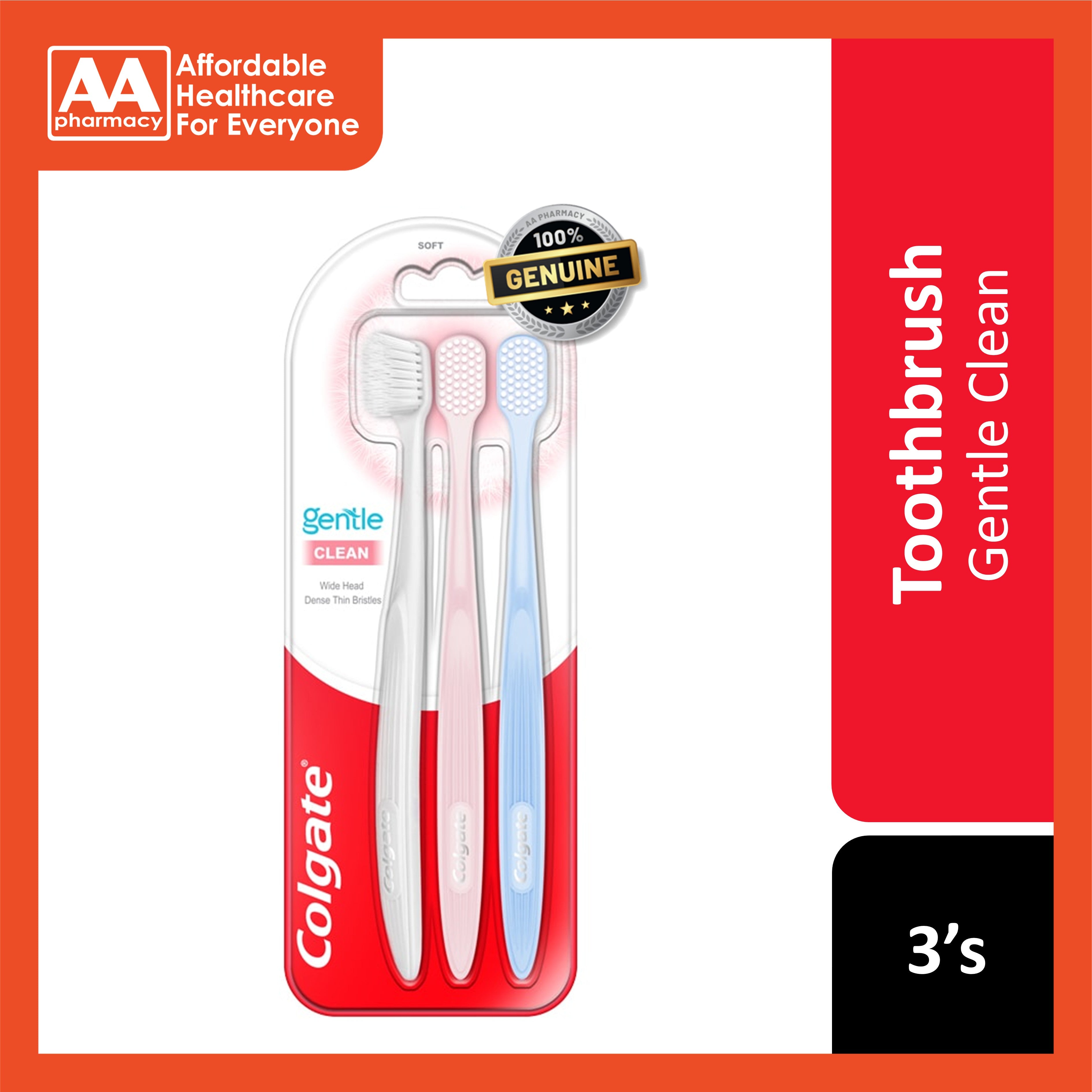 Colgate Toothbrush (Gentle Clean, Soft) 3's