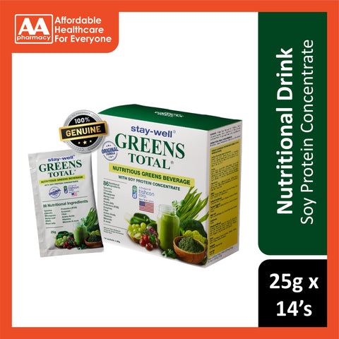 Stay-Well Greens Total Nutritious Greens Beverage with Soy Protein Concentrate 25gx14's