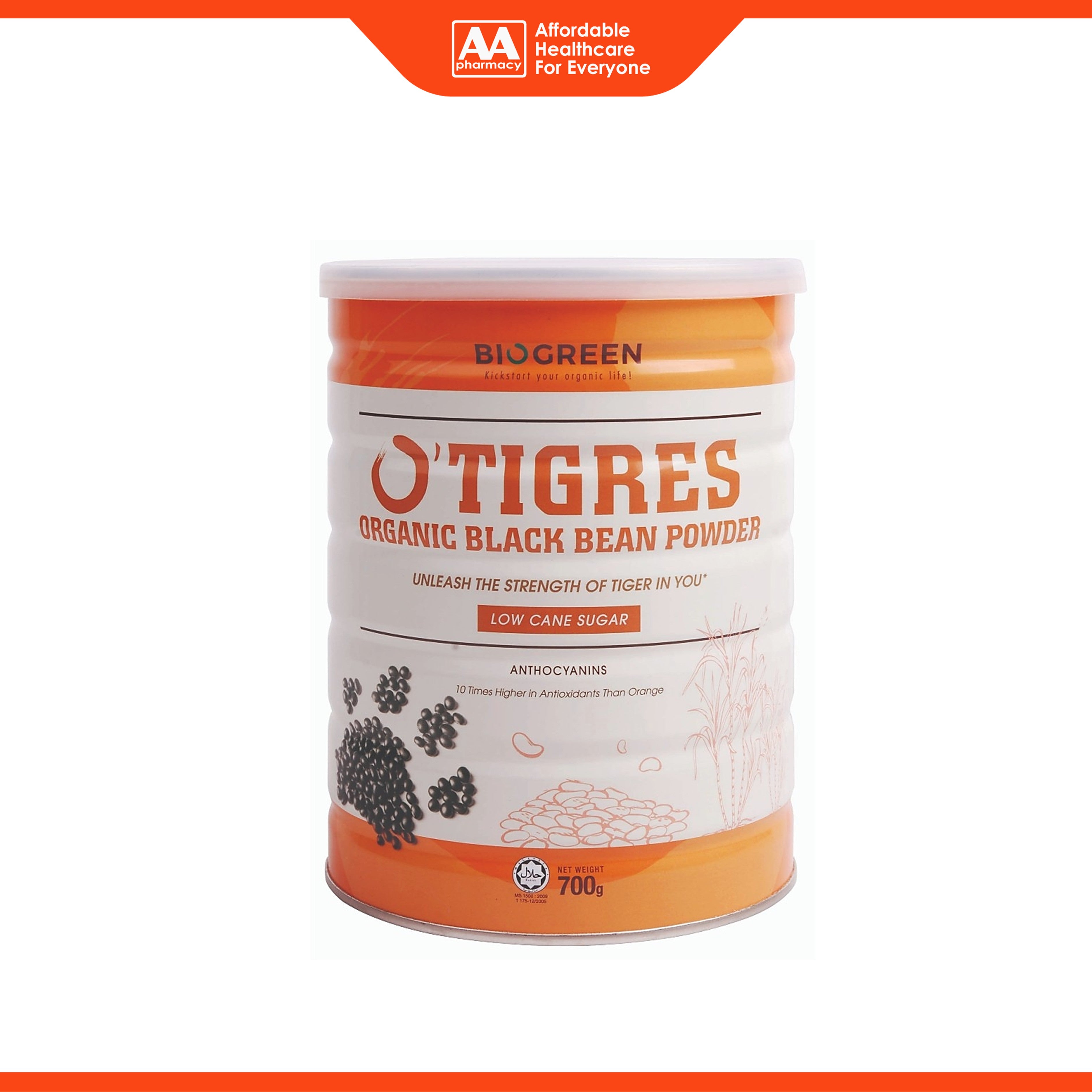 Biogreen O'Tigres Organic Black Bean Powder (Low Cane Sugar) 700g