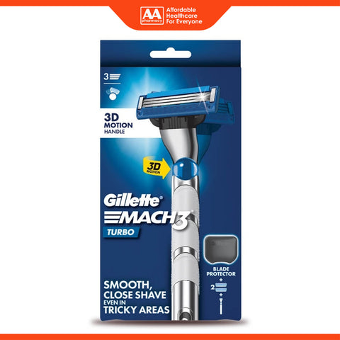 Gillette Mach 3 Turbo (1 Handle, 2 Cartridges, 1 Blade Protector)