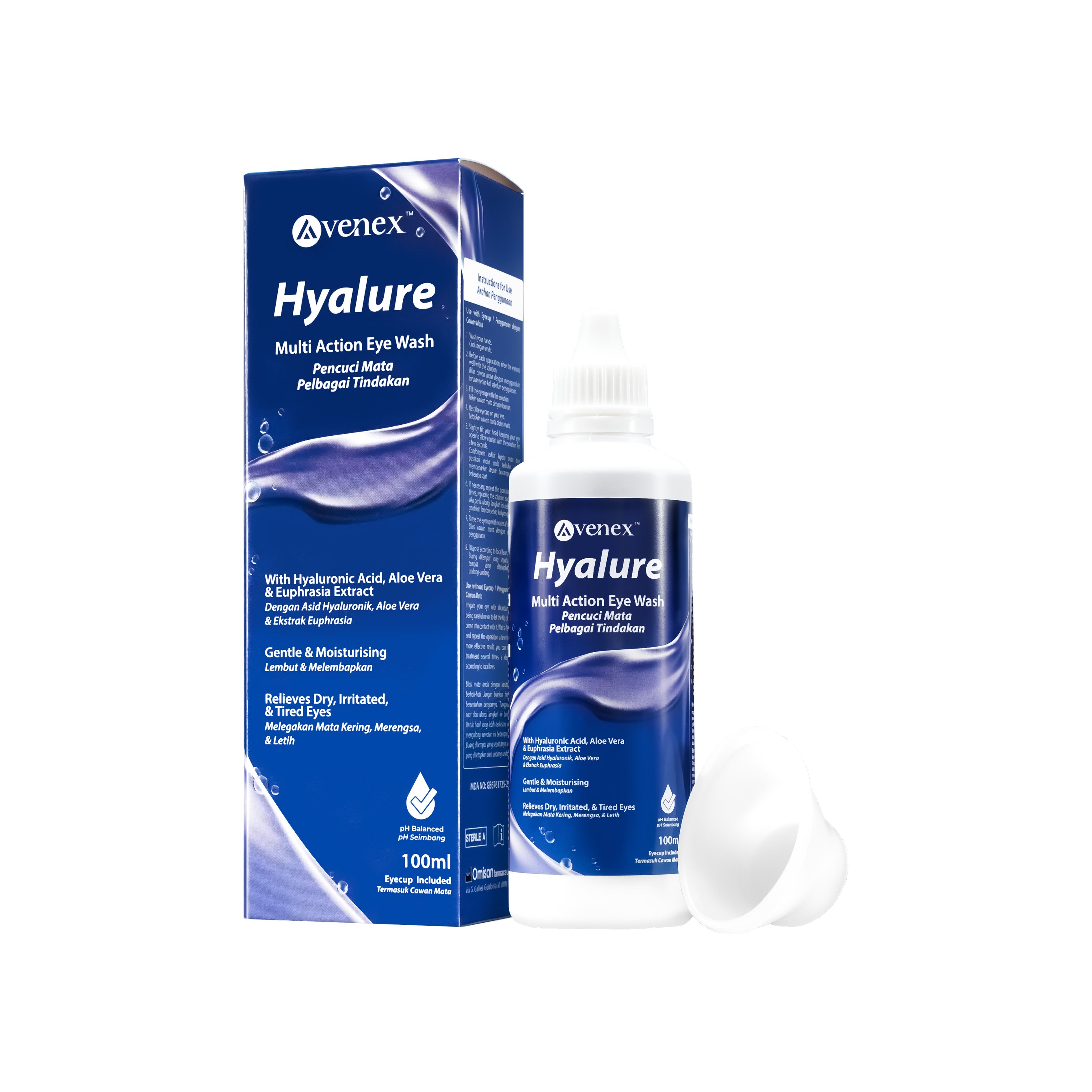 Avenex Hyalure Multi Action Eye Wash 100mL