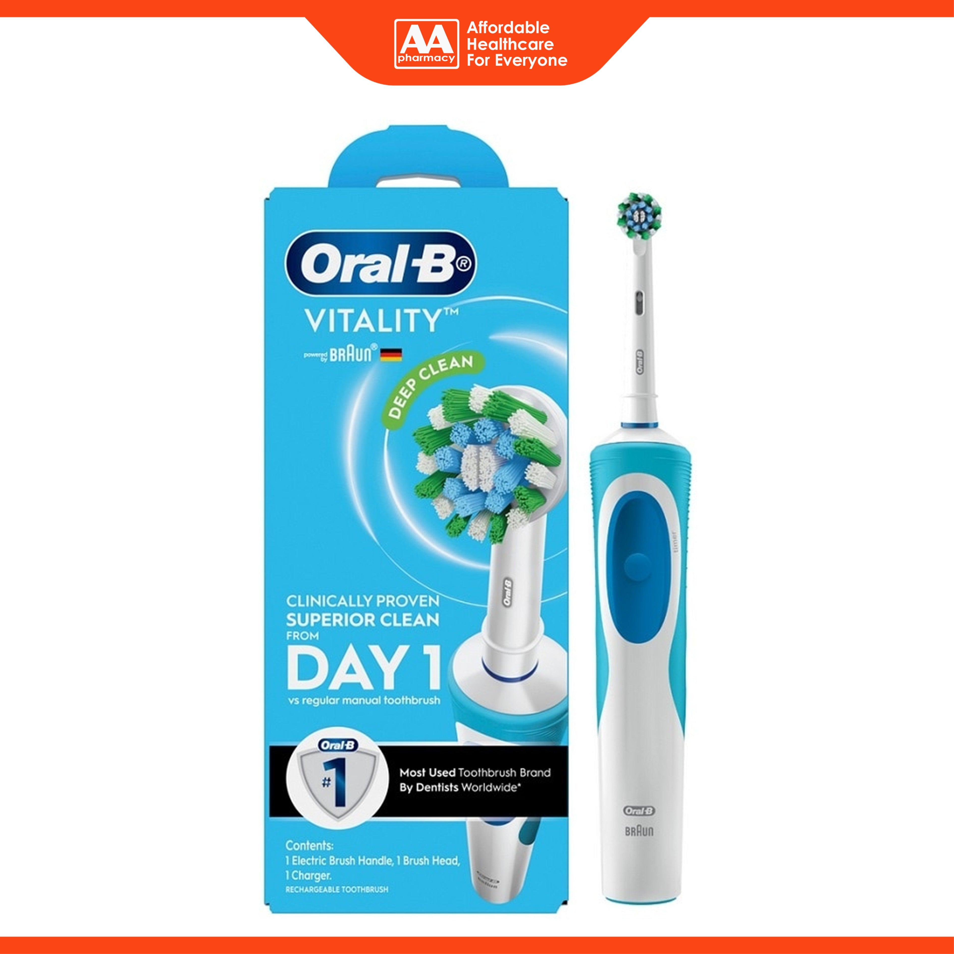 Oral-B Vitality (Deep Clean) Rechargeable Toothbrush (1 Handle, 1 Brush Head, 1 Charger)