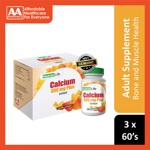 NutrinLife Calcium 300mg Plus Softgel 3x60's