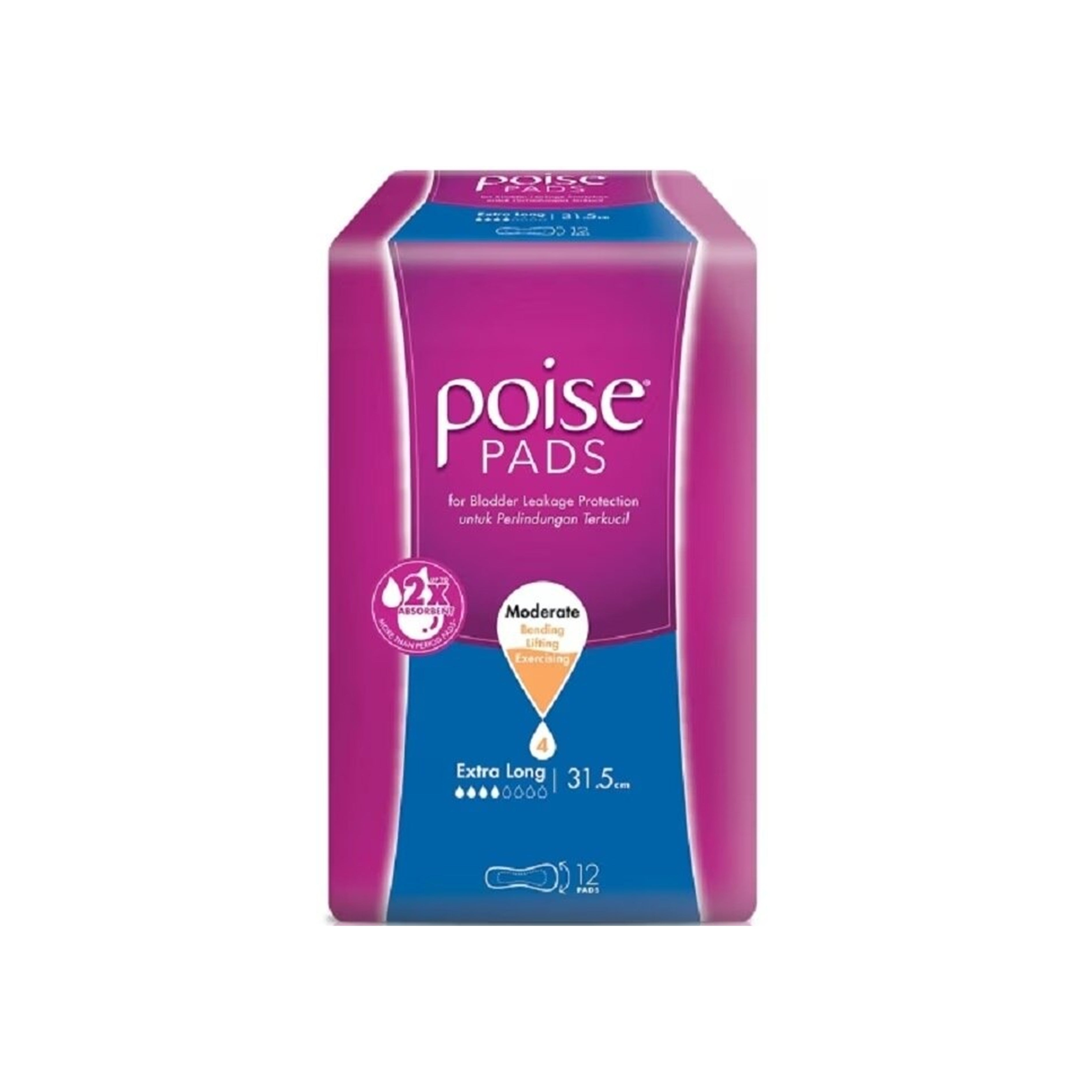 Poise Pads - Extra Long 31.5cm, Moderate (12's)