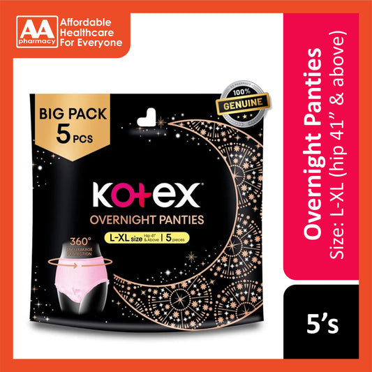 Kotex Overnight Panties (Size L-XL, Hip 41 inches and Above) 5's [Big Pack]