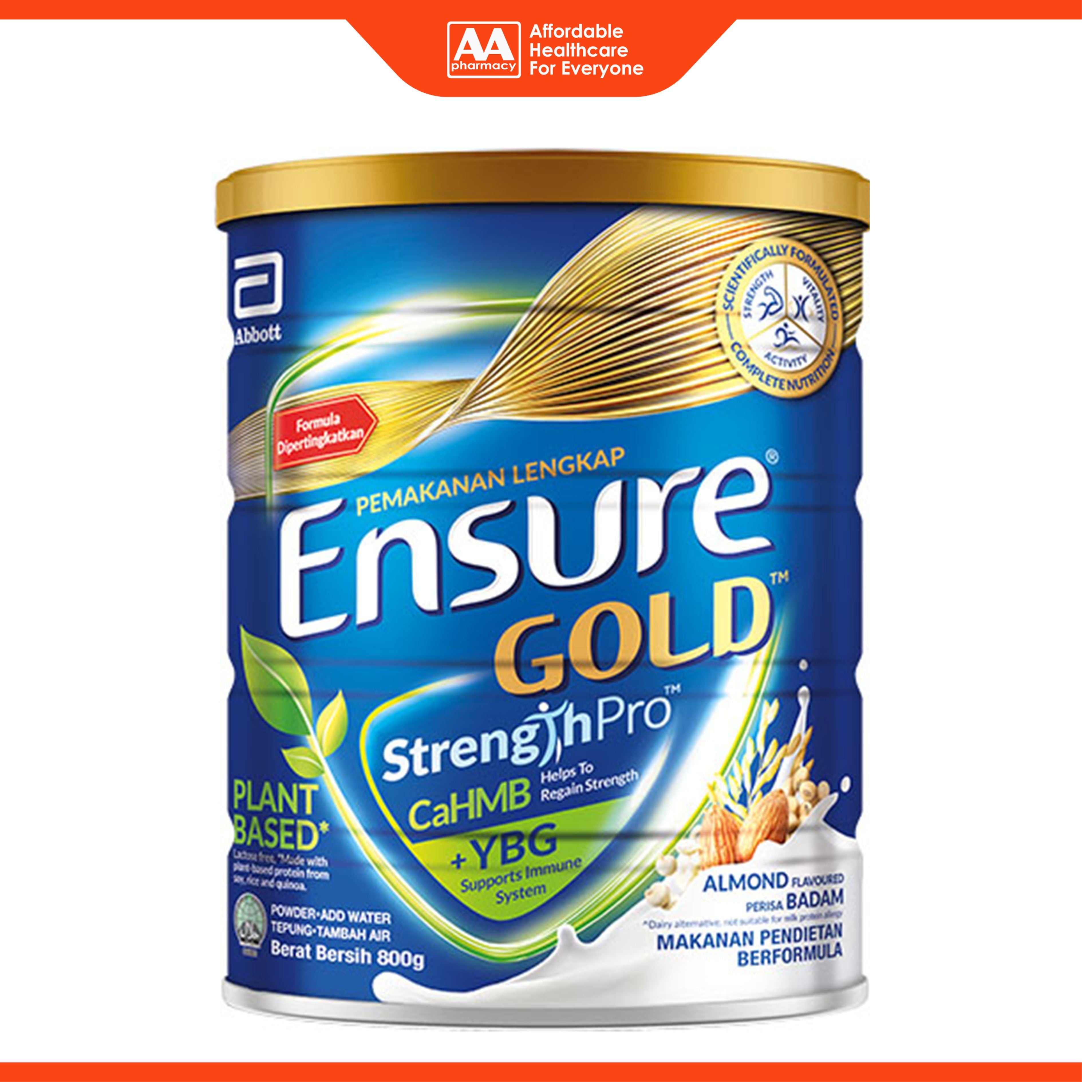 Abbott Ensure Gold StrengthPro Plant-Based Complete Nutrition Drink 800g (Almond Flavour)