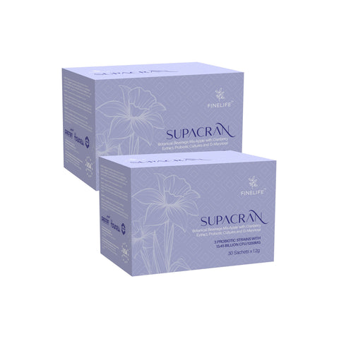 Finelife SupaCran (Botanical Beverage Mix Apple with Cranberry Extract, Probiotic Cultures and D-Mannose) Sachet 2x30's