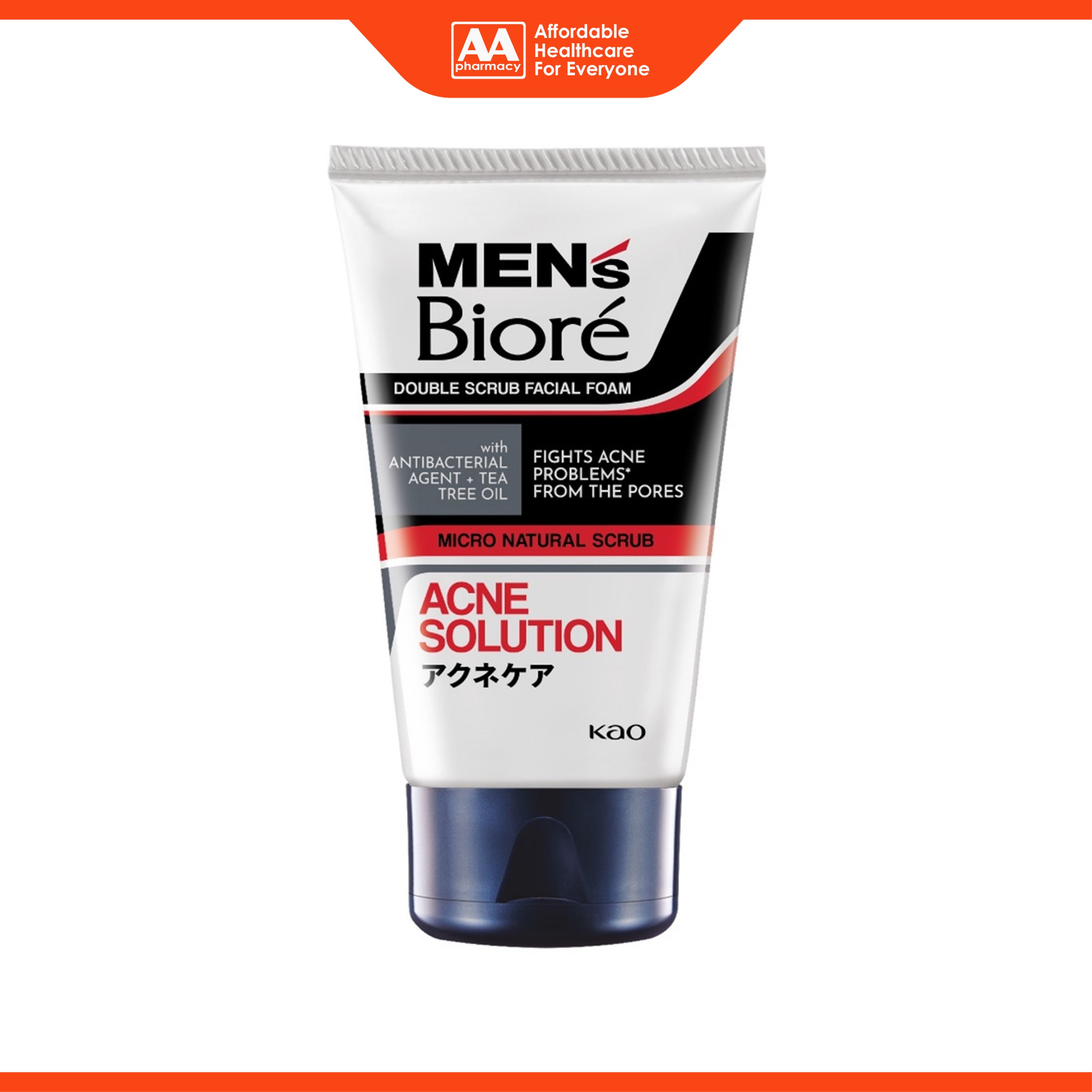 Men's Bioré Double Scrub Facial Foam (Acne Solution) 100g