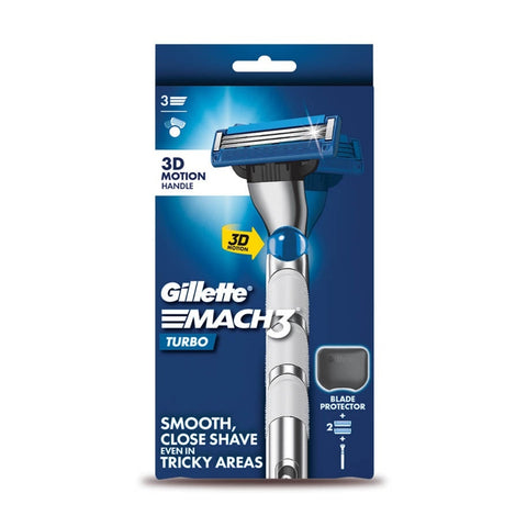 Gillette Mach 3 Turbo (1 Handle, 2 Cartridges, 1 Blade Protector)