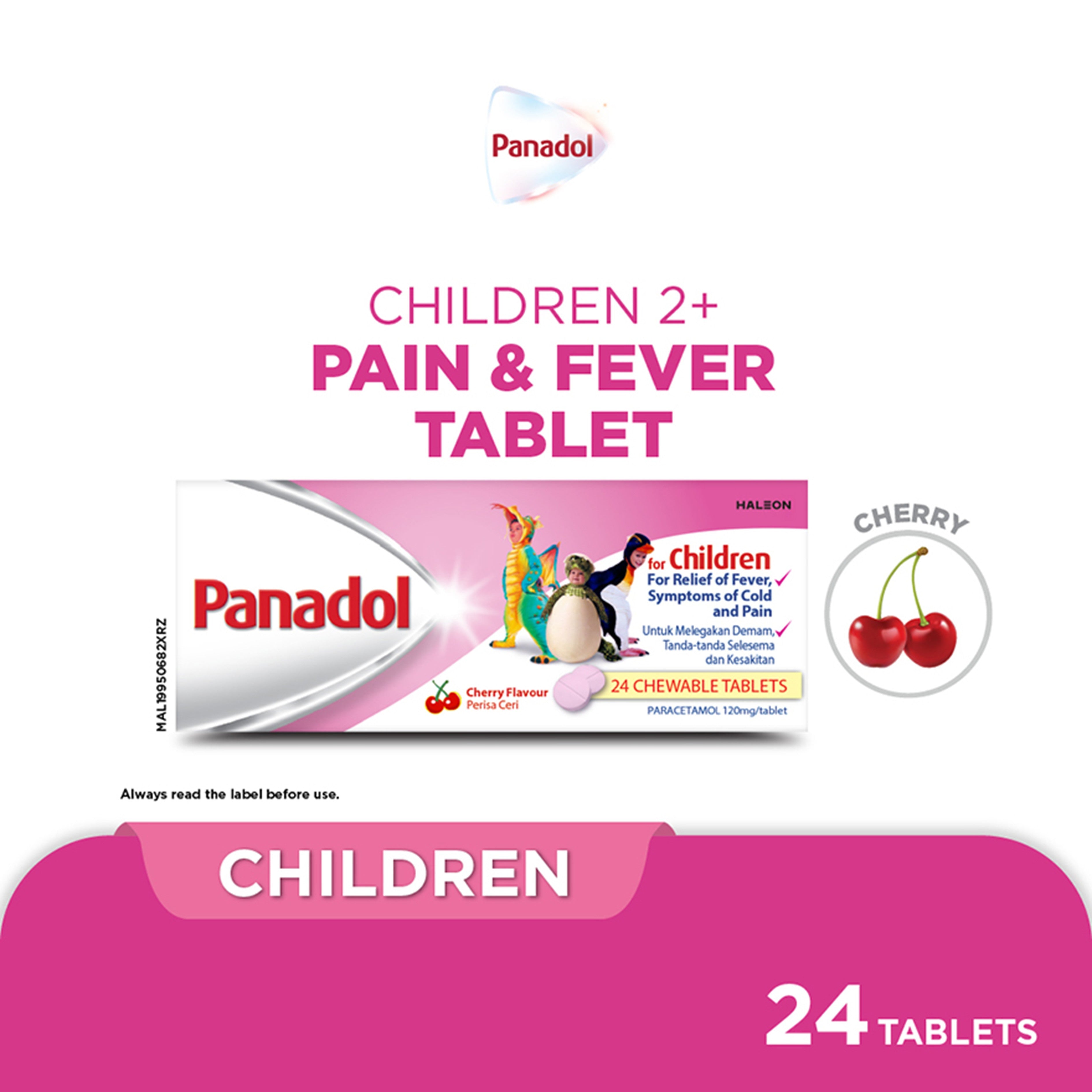 Panadol For Children 120mg Tablet 2x12's (Cherry Flavour)