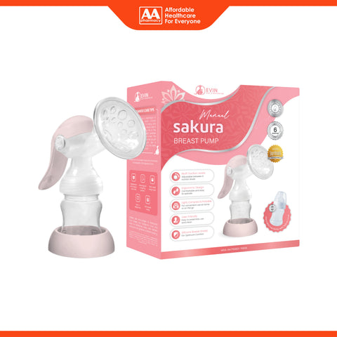 Evin Sakura Manual Breast Pump FOC BPA Free Bottle 140mL with Teat + Cover [6 Months Warranty]