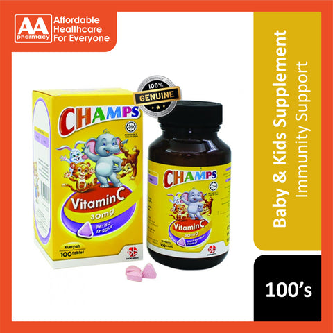 Champs Vitamin C 30mg Chewable Tablet 100's (Blackcurrant Flavour)