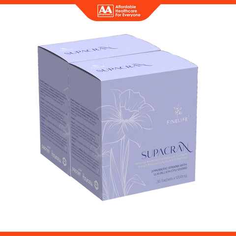 Finelife SupaCran (Botanical Beverage Mix Apple with Cranberry Extract, Probiotic Cultures and D-Mannose) Sachet 2x30's