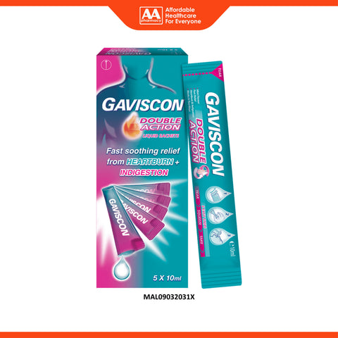 Gaviscon Double Action Liquid Sachet 10mLx5's (Mint Flavour)