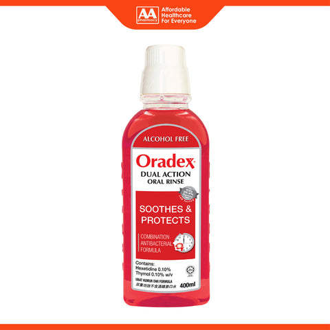Oradex Dual Action Oral Rinse (Alcohol Free) 400mL