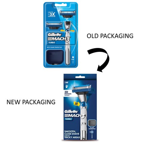 Gillette Mach 3 Turbo (1 Handle, 2 Cartridges, 1 Blade Protector)