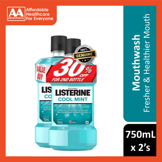 Listerine Mouthwash - Cool Mint 750mLx2's [Twinpack]