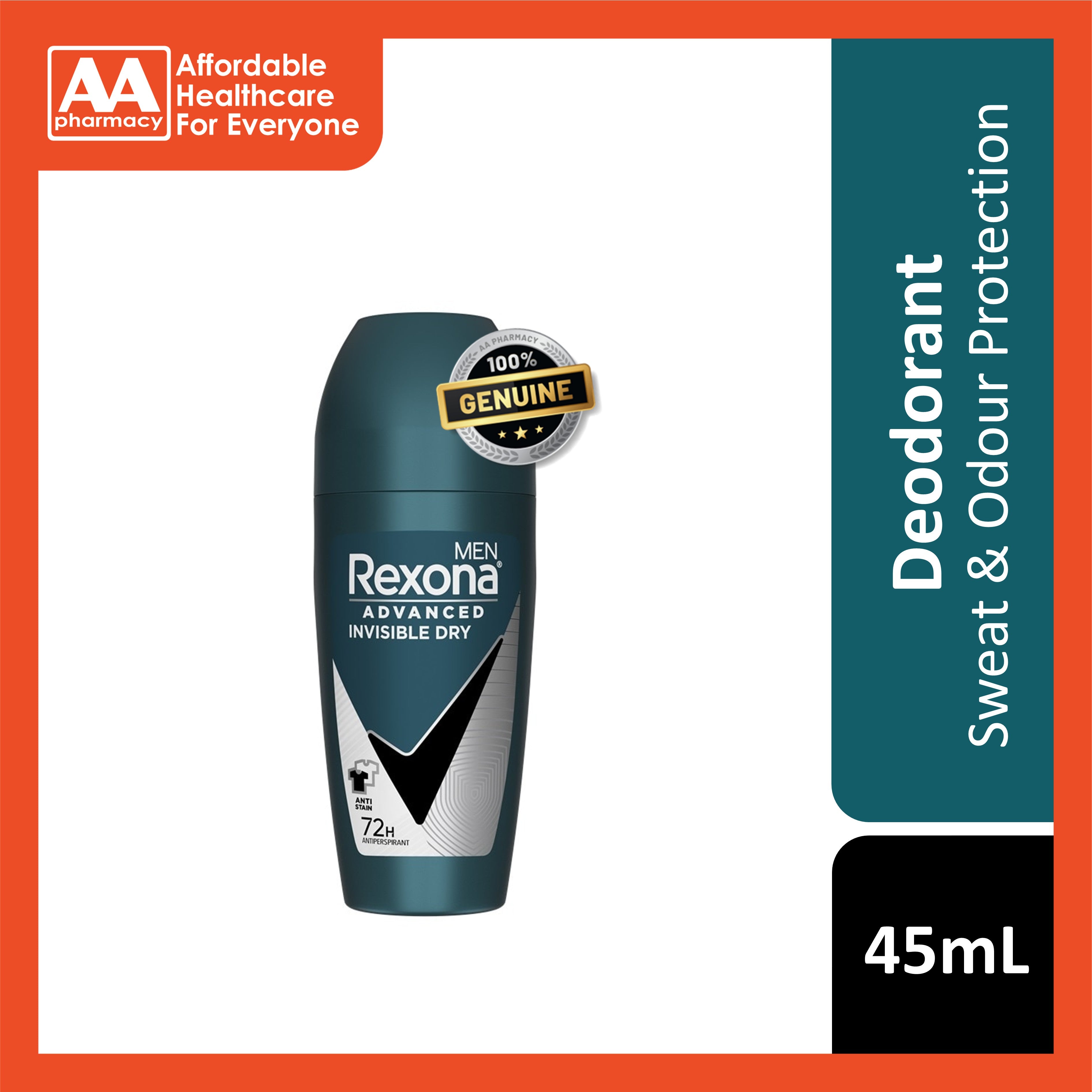 Rexona Men Invisible Rexona Men Antiperspirant Roll On (Advanced Invisible Dry) 45mL – AA ...