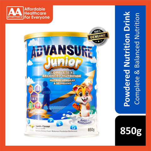 Advansure Junior Complete and Balanced Nutrition Formula Dietary Food 850g (Vanilla Flavour)