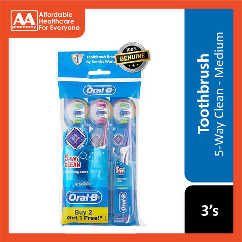 Oral-B Toothbrush (5-Way Clean, Medium) 2+1's